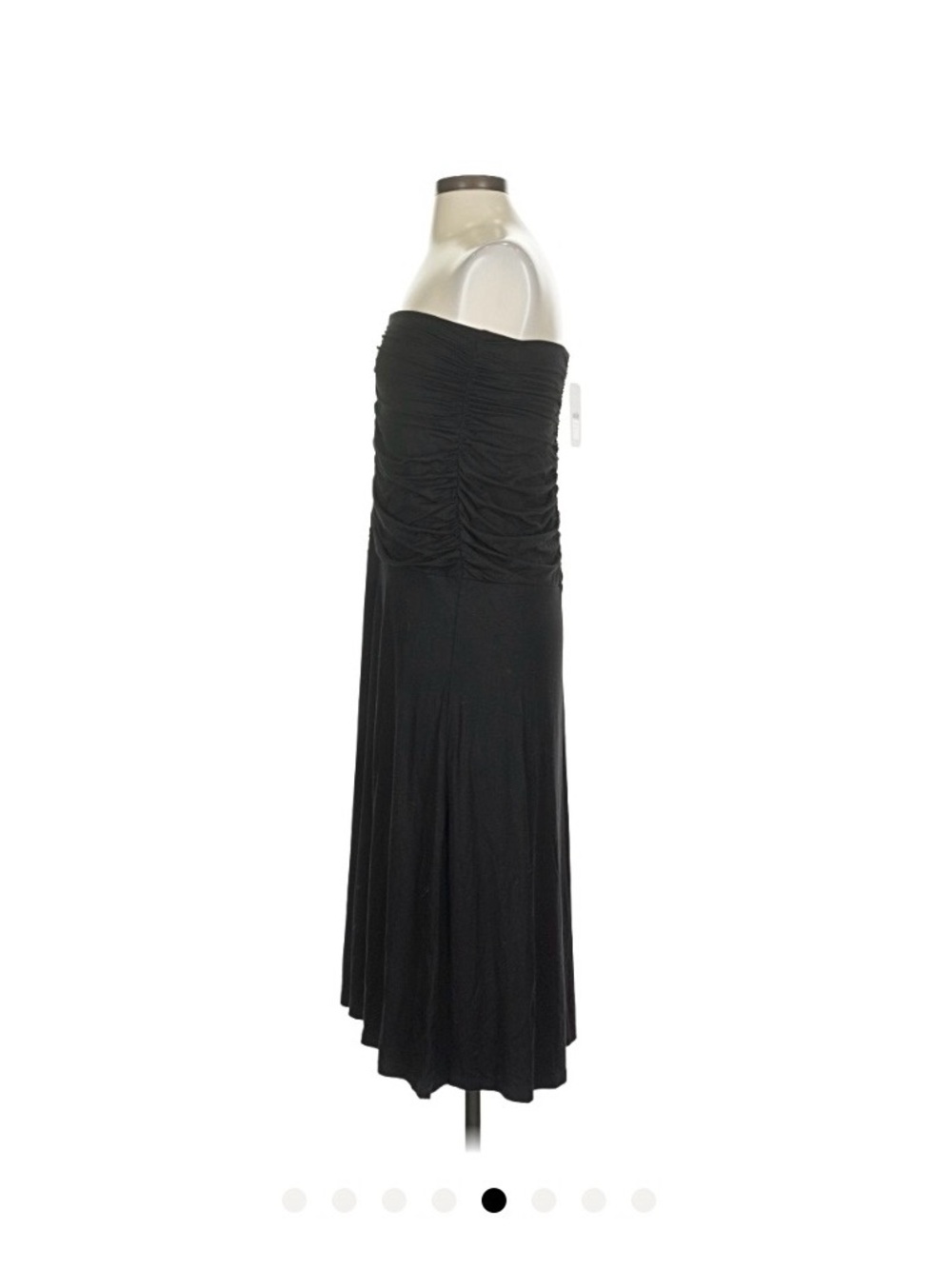 Elodie Strapless Black Ruched Midi Dress - Picture 4 of 6